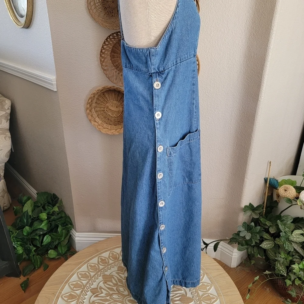 Kalifornia 90s Y2K Vintage Blue Denim Maxi Dress Sz 11/12 - Picture 6 of 8